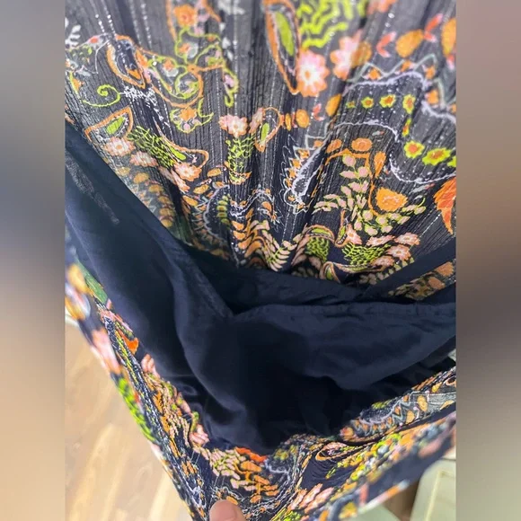 Anthropologie Elmira Boho Paisley Midi Dress Size 4 Tiered Ruffle Trim Small - Picture 12 of 13